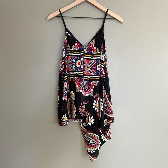 Anthropologie HD in Paris Moonset Tank Silk Size 4 Colorful Flowy Vibrant Drapey - Picture 8 of 14